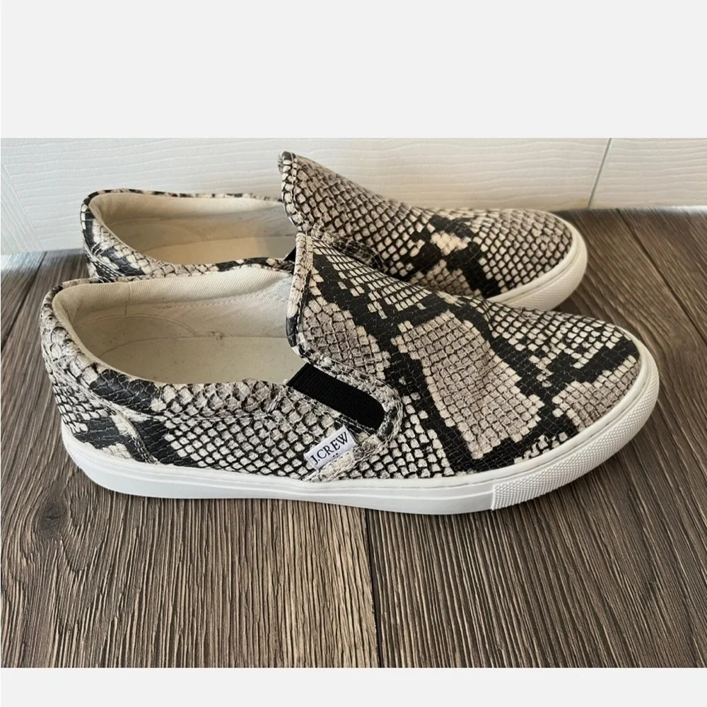 J. CREW Roadtrip Snakeskin-Embossed Slip-On Sneakers